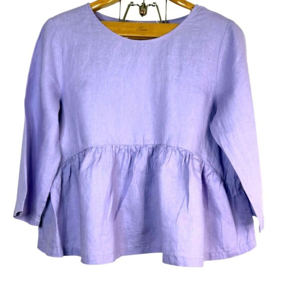 gorman Lilac Peplum Linen Blouse